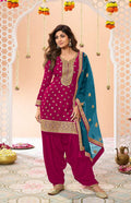 Anaita Pink Embroidered Viscose Patiala Salwar Suit | Grocsy