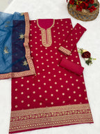 Anaita Pink Embroidered Viscose Patiala Salwar Suit | Grocsy