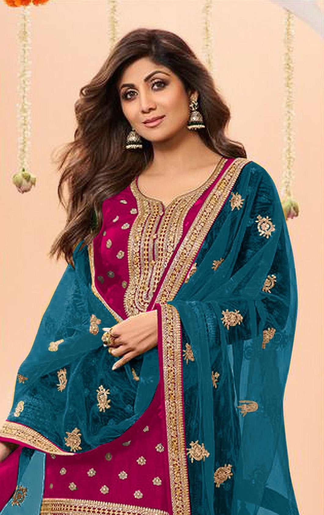 Anaita Pink Embroidered Viscose Patiala Salwar Suit | Grocsy