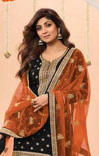Anaita Black Embroidered Viscose Patiala Salwar Suit | Grocsy