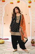Anaita Black Embroidered Viscose Patiala Salwar Suit | Grocsy