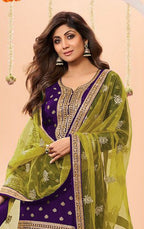 Anaita Purple Embroidered Viscose Patiala Salwar Suit | Grocsy