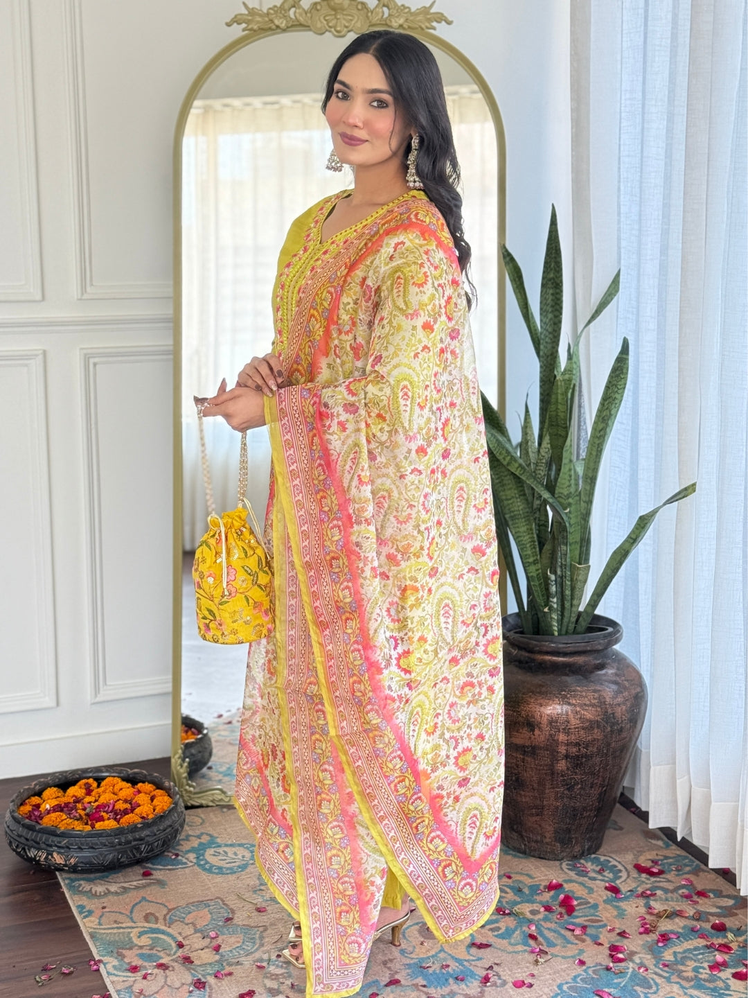 The52 Women's Gorgeous Rayon Embroidery work Straight Kurta with Pant and Dupatta Set | Grocsy