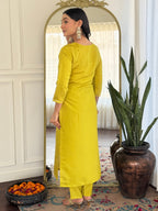 The52 Women's Gorgeous Rayon Embroidery work Straight Kurta with Pant and Dupatta Set | Grocsy