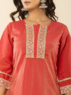 Yufta Silk Kurta Dupatta Set With Flared Bottom And Embroidery | Grocsy
