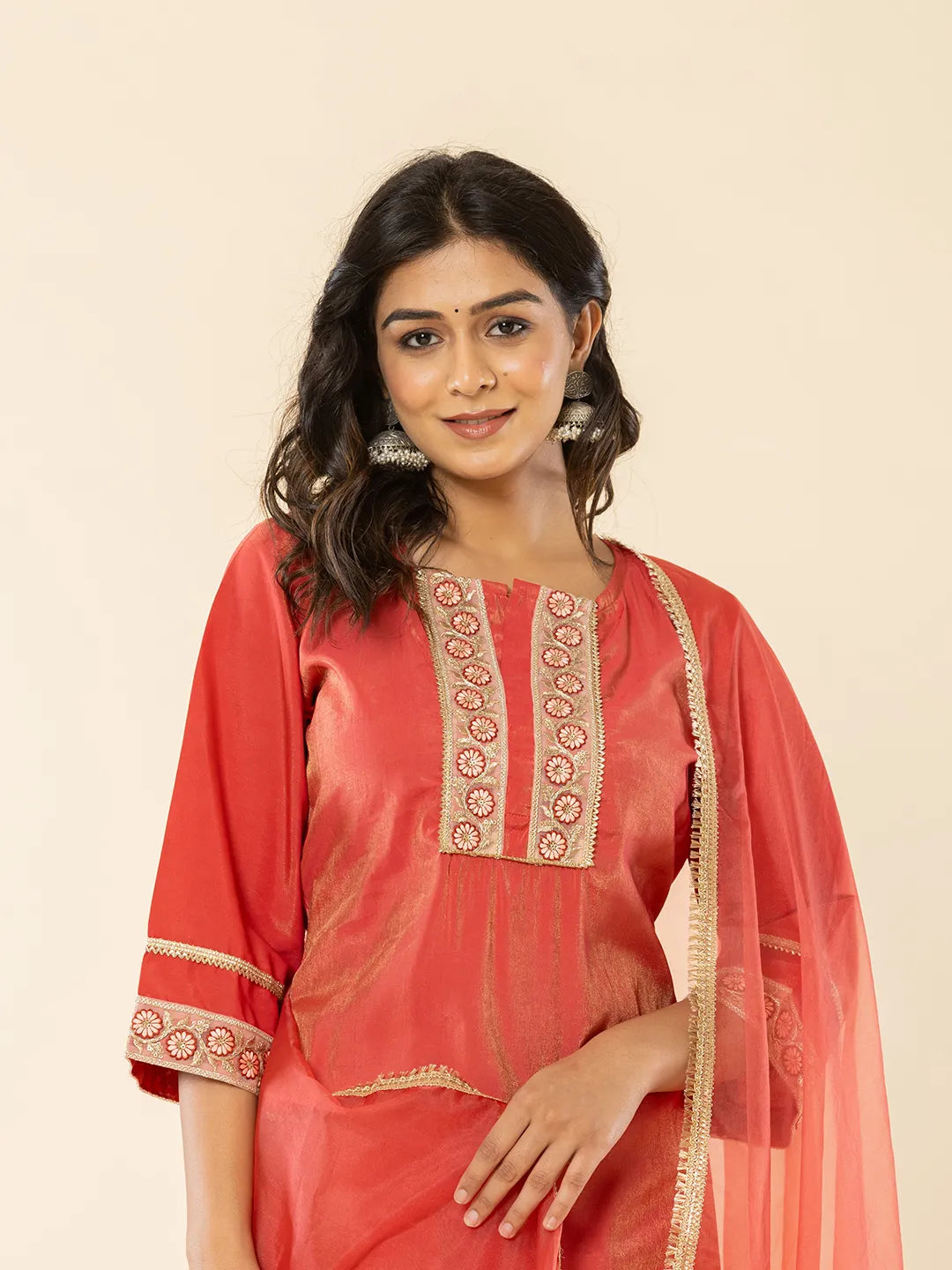 Yufta Silk Kurta Dupatta Set With Flared Bottom And Embroidery | Grocsy