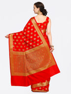 Saree Mall Red Silk Blend Woven Design Kanjeevaram Saree | Grocsy