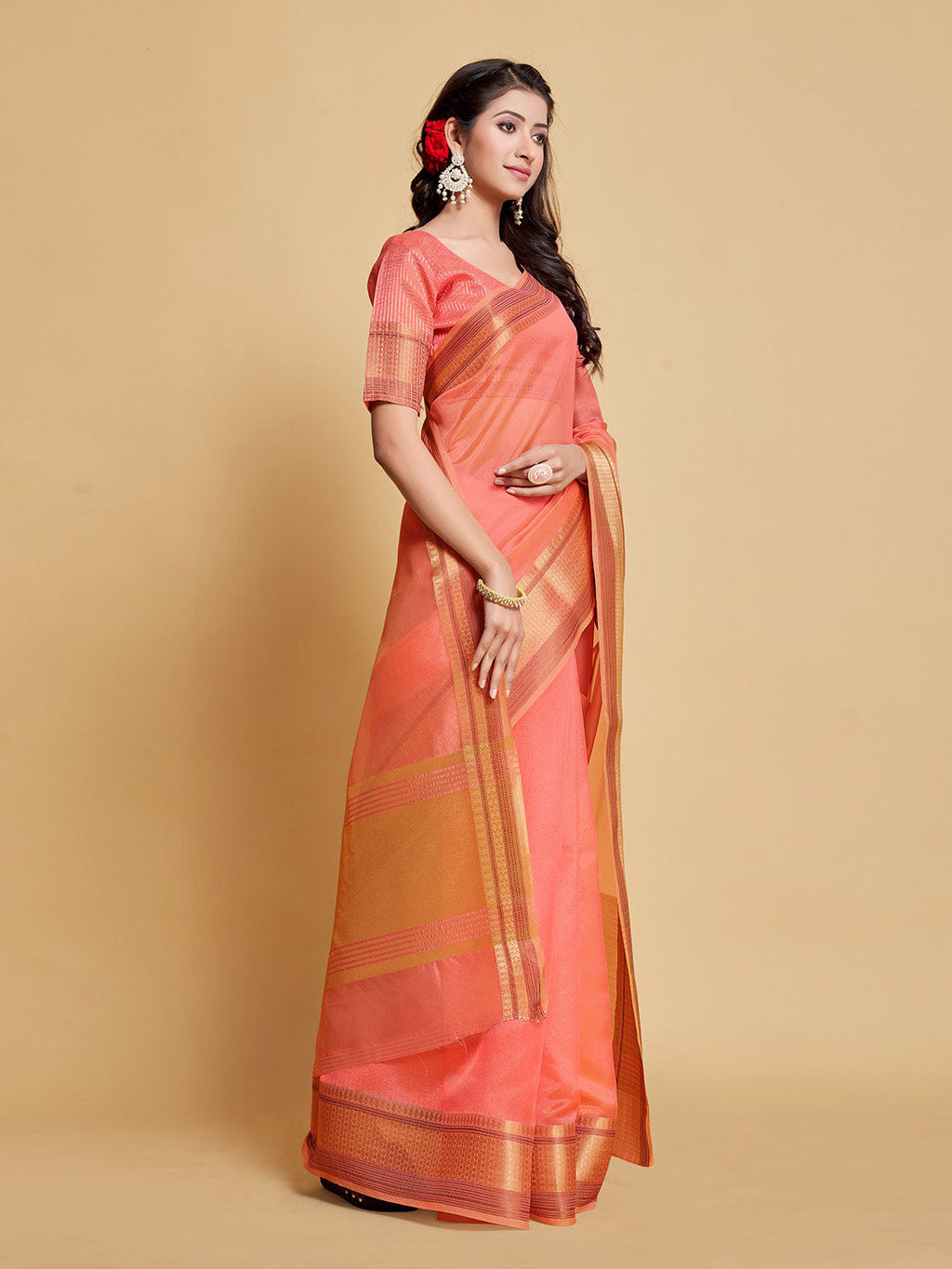 Sangria Woven Design Border Art Silk Banarasi Saree | Grocsy