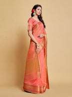 Sangria Woven Design Border Art Silk Banarasi Saree | Grocsy