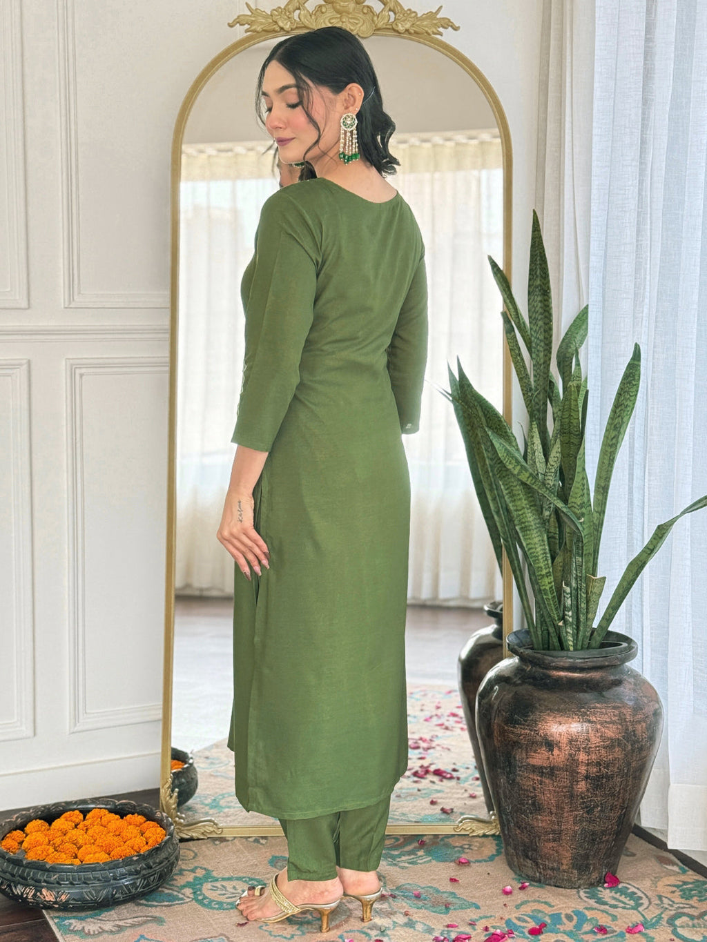 The52 Women's Gorgeous Rayon Embroidery work Straight Kurta with Pant and Dupatta Set | Grocsy