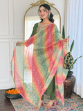 The52 Women's Gorgeous Rayon Embroidery work Straight Kurta with Pant and Dupatta Set | Grocsy