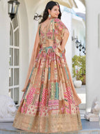 Tulsi Art Lavishing Beige Chinon Silk Zari Embroidered Lehenga Choli | Grocsy