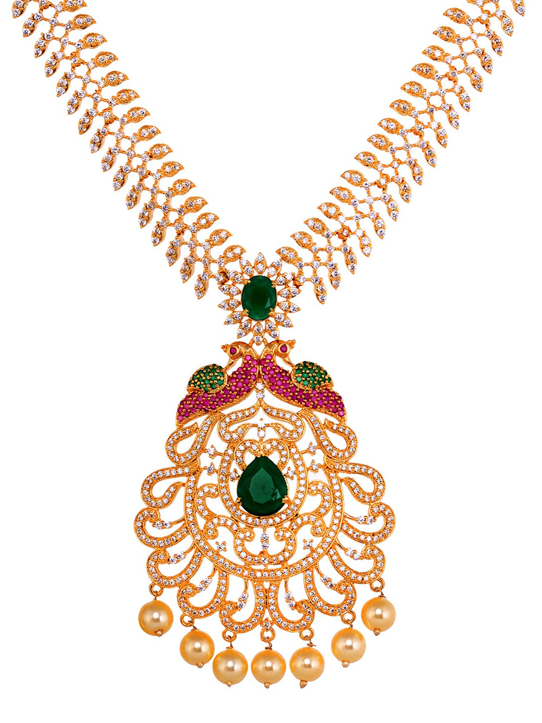 Saraf RS Jewellery Women Gold and Green Gold-Polished Jewellery Set | Grocsy