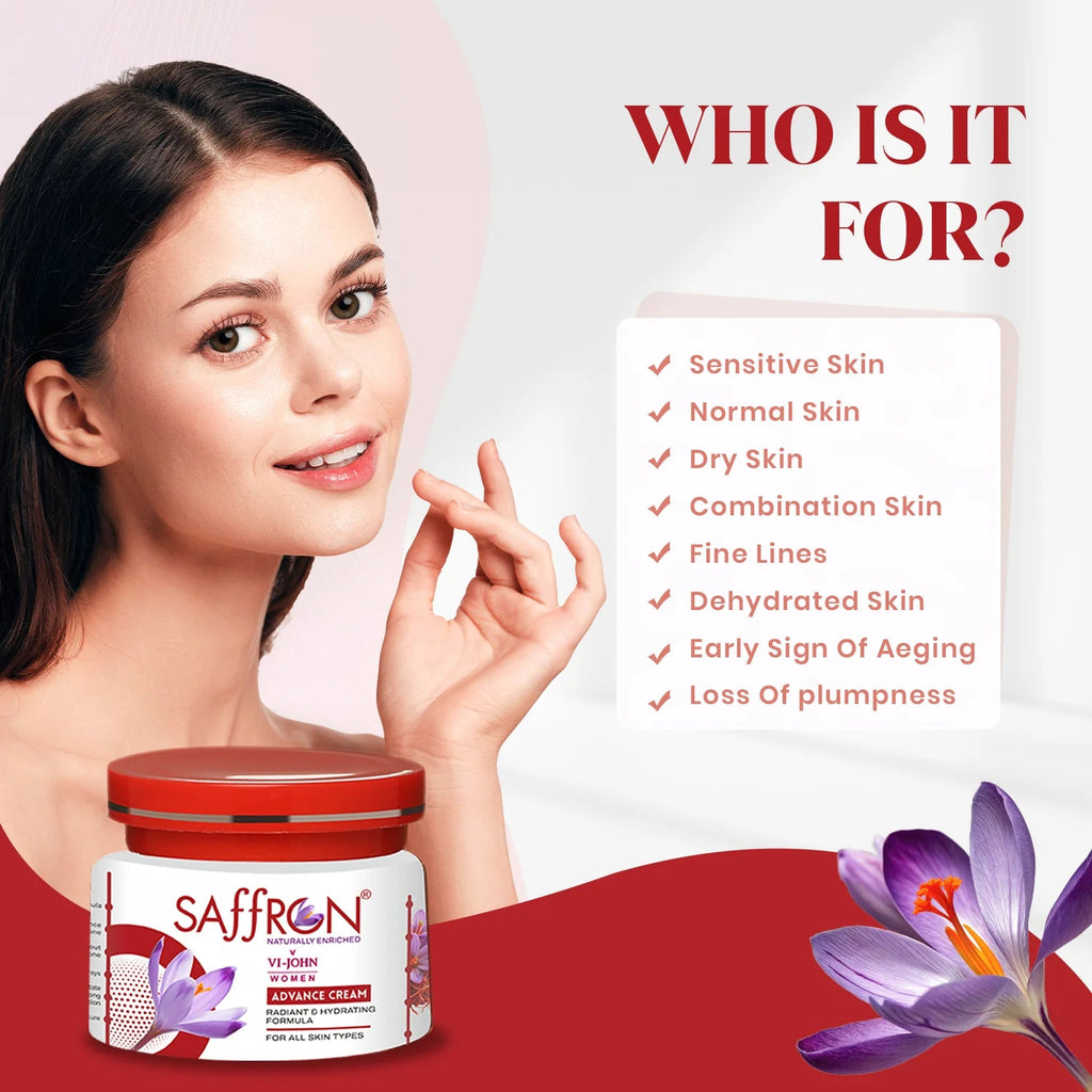 VI-JOHN Women Saffron Advance Skin Fairness Cream with Vitamin E & Mulberry Extracts | Grocsy