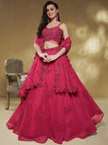 Tulsi Art Stunning Pink Sequins Georgette Engagement Wear Lehenga Choli | Grocsy