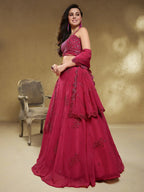 Tulsi Art Stunning Pink Sequins Georgette Engagement Wear Lehenga Choli | Grocsy