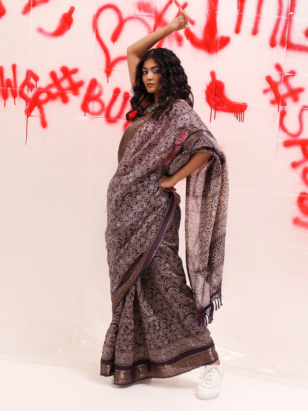 Tikhi Imli Floral Ready to Wear Saree | Grocsy