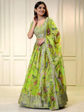 Tulsi Art Charming Neon Green Sequins Organza Function Wear Lehenga Choli | Grocsy