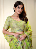 Tulsi Art Charming Neon Green Sequins Organza Function Wear Lehenga Choli | Grocsy