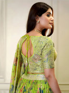 Tulsi Art Charming Neon Green Sequins Organza Function Wear Lehenga Choli | Grocsy