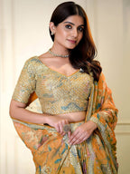 Tulsi Art Amazing Orange Color Sequins Organza Event Wear Lehenga Choli | Grocsy