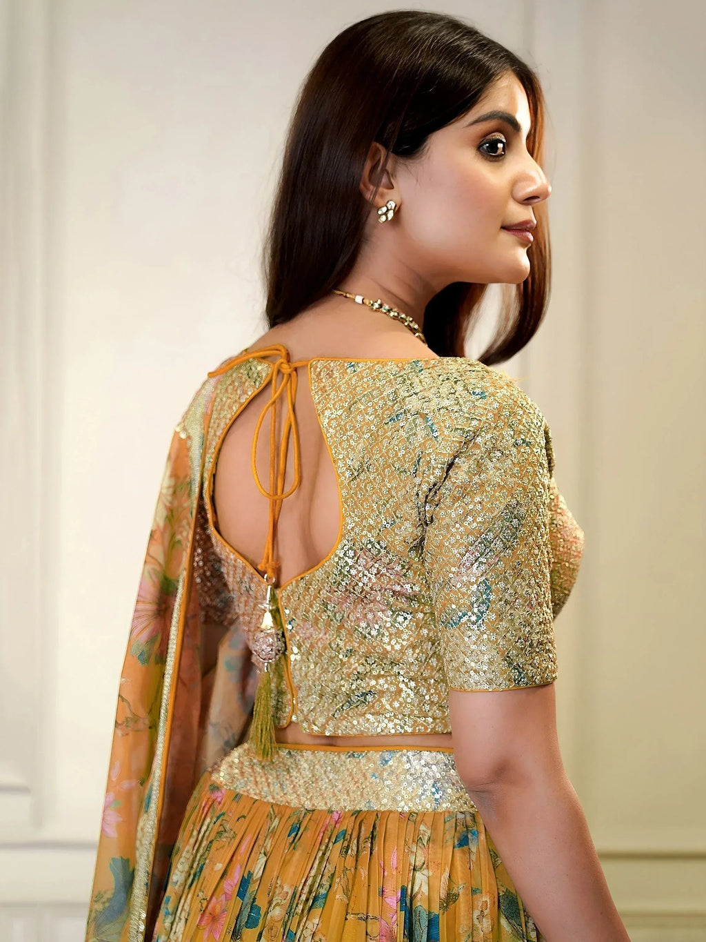Tulsi Art Amazing Orange Color Sequins Organza Event Wear Lehenga Choli | Grocsy