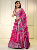 Tulsi Art Marvelous Pink Sequins Organza Engagement Wear Lehenga Choli | Grocsy