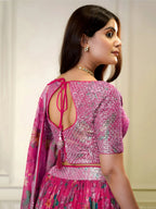 Tulsi Art Marvelous Pink Sequins Organza Engagement Wear Lehenga Choli | Grocsy