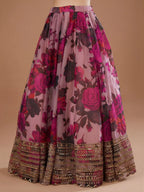 Tulsi Art Adorable Pink Floral Printed Organza Bridesmaid Lehenga Choli | Grocsy