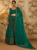 Tulsi Art Incredible Green Sequins Organza Festival Wear Lehenga Choli | Grocsy