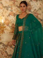 Tulsi Art Incredible Green Sequins Organza Festival Wear Lehenga Choli | Grocsy