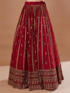 Tulsi Art Fantastic Red Zari Embroidered Organza Wedding Lehenga Choli | Grocsy
