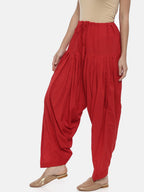 Souchii Red Solid Regular-Fit High-Rise Patiala | Grocsy