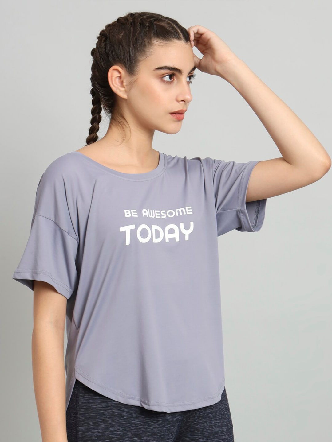MKH Typography Printed Relaxed Fit Dri-Fit T-shirt | Grocsy