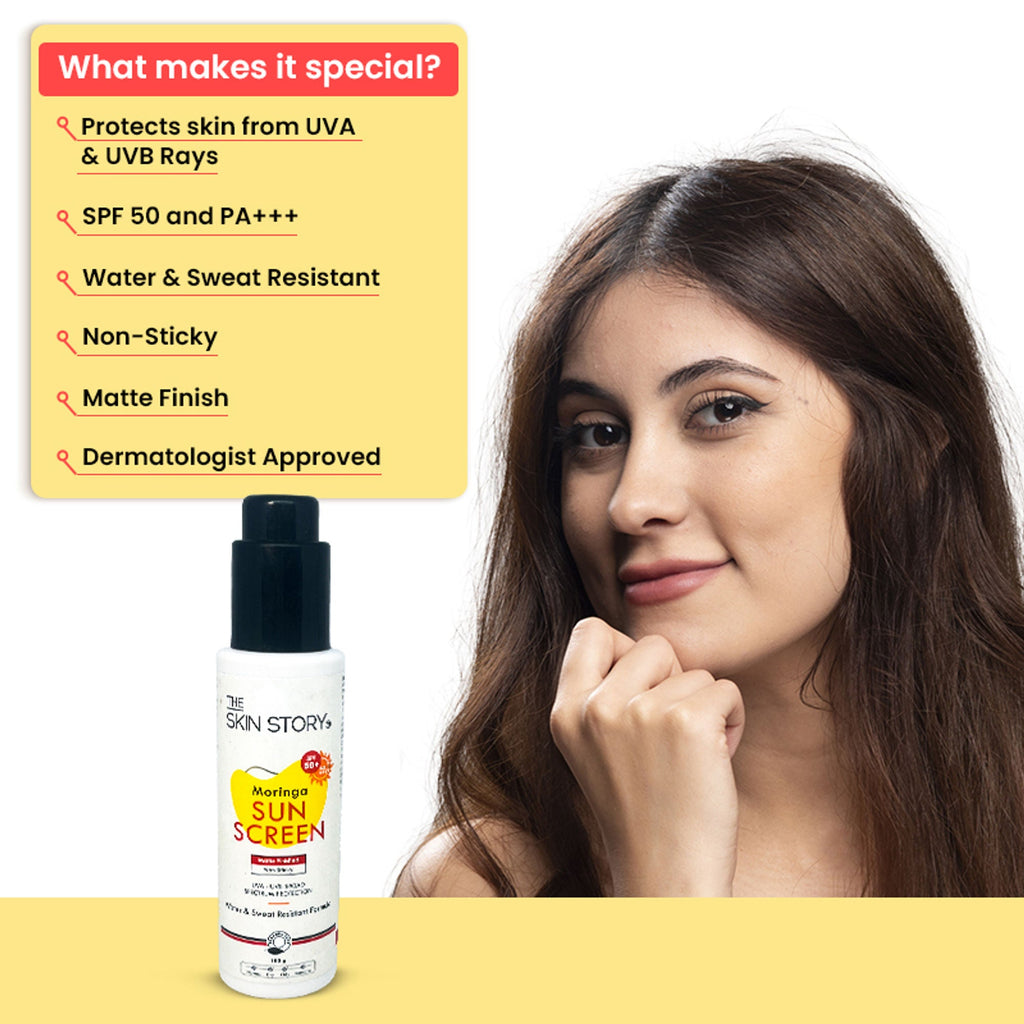 The Skin Story Moringa Face Sunscreen SPF 50+ PA+++ For Detan | Grocsy