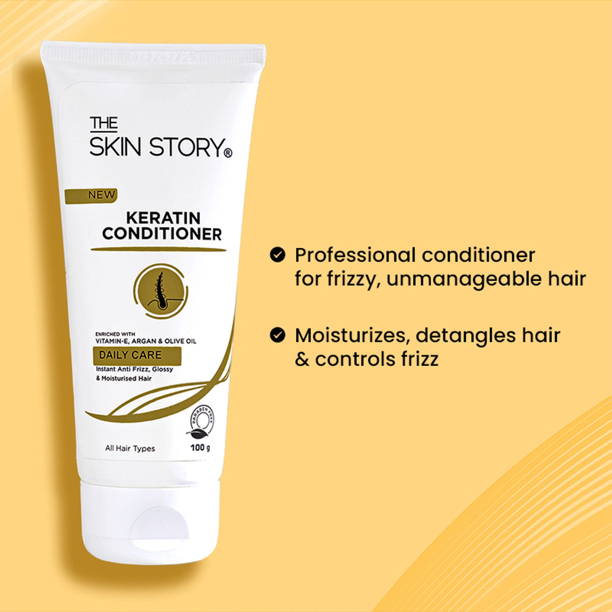 The Skin Story Sulphate Free Anti Frizz Keratin Hair Conditioner, Instant Gloss Smooth Shine, Vit E | Grocsy