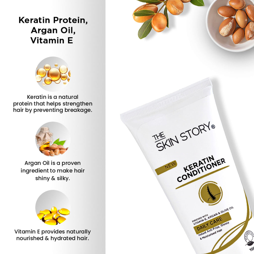 The Skin Story Sulphate Free Anti Frizz Keratin Hair Conditioner, Instant Gloss Smooth Shine, Vit E | Grocsy