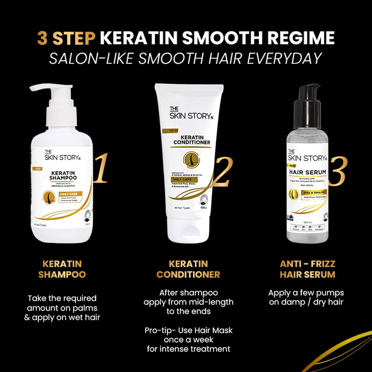 The Skin Story Sulphate Free Anti Frizz Keratin Hair Conditioner, Instant Gloss Smooth Shine, Vit E | Grocsy