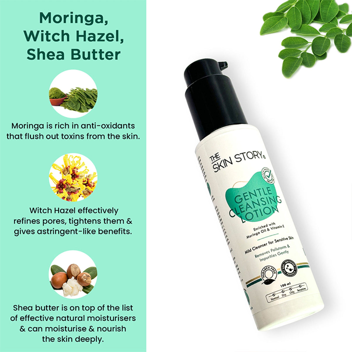 The Skin Story Gentle Face Cleanser Lotion For Deep Cleansing Moisturizing Makeup Removal - Moringa | Grocsy