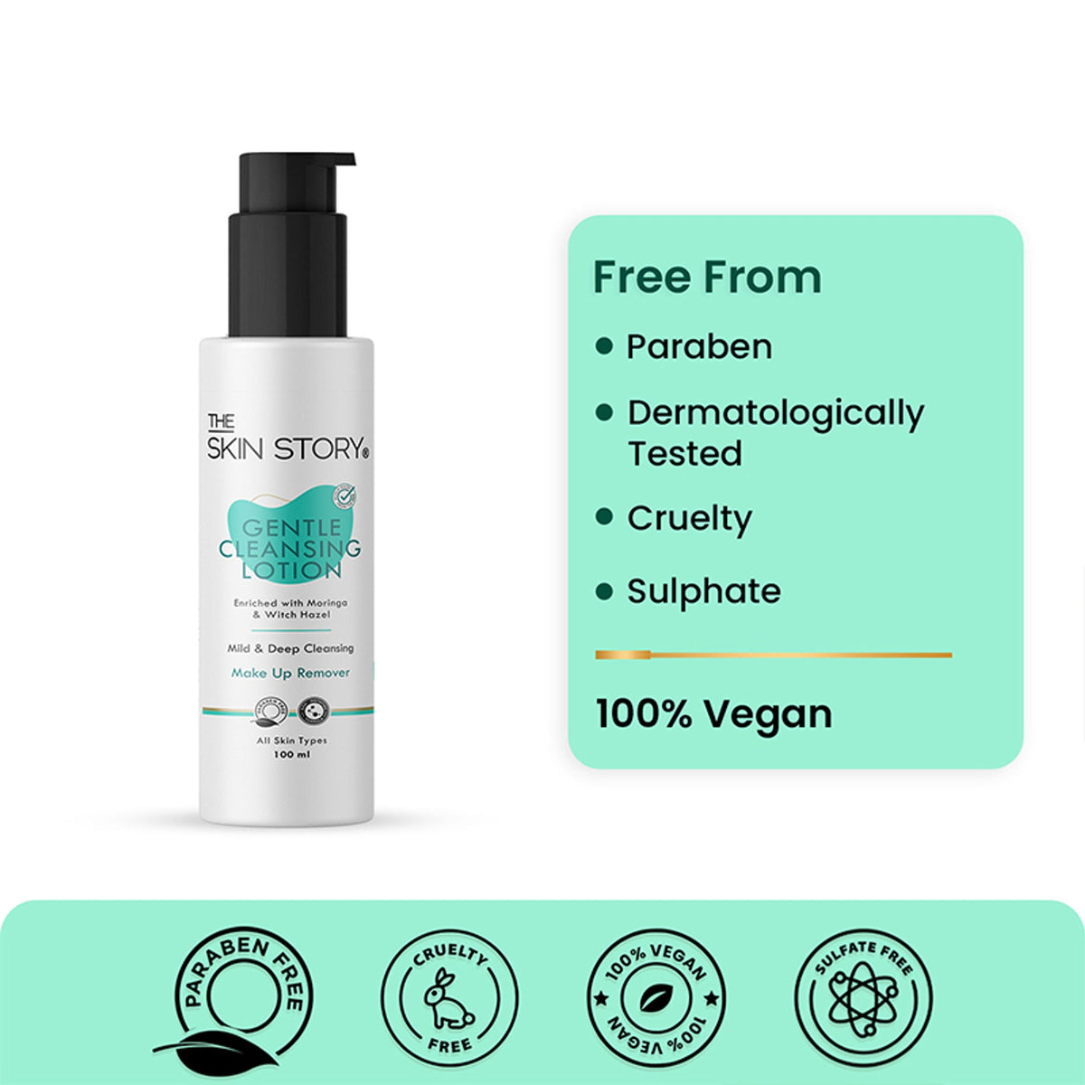 The Skin Story Gentle Face Cleanser Lotion For Deep Cleansing Moisturizing Makeup Removal - Moringa | Grocsy