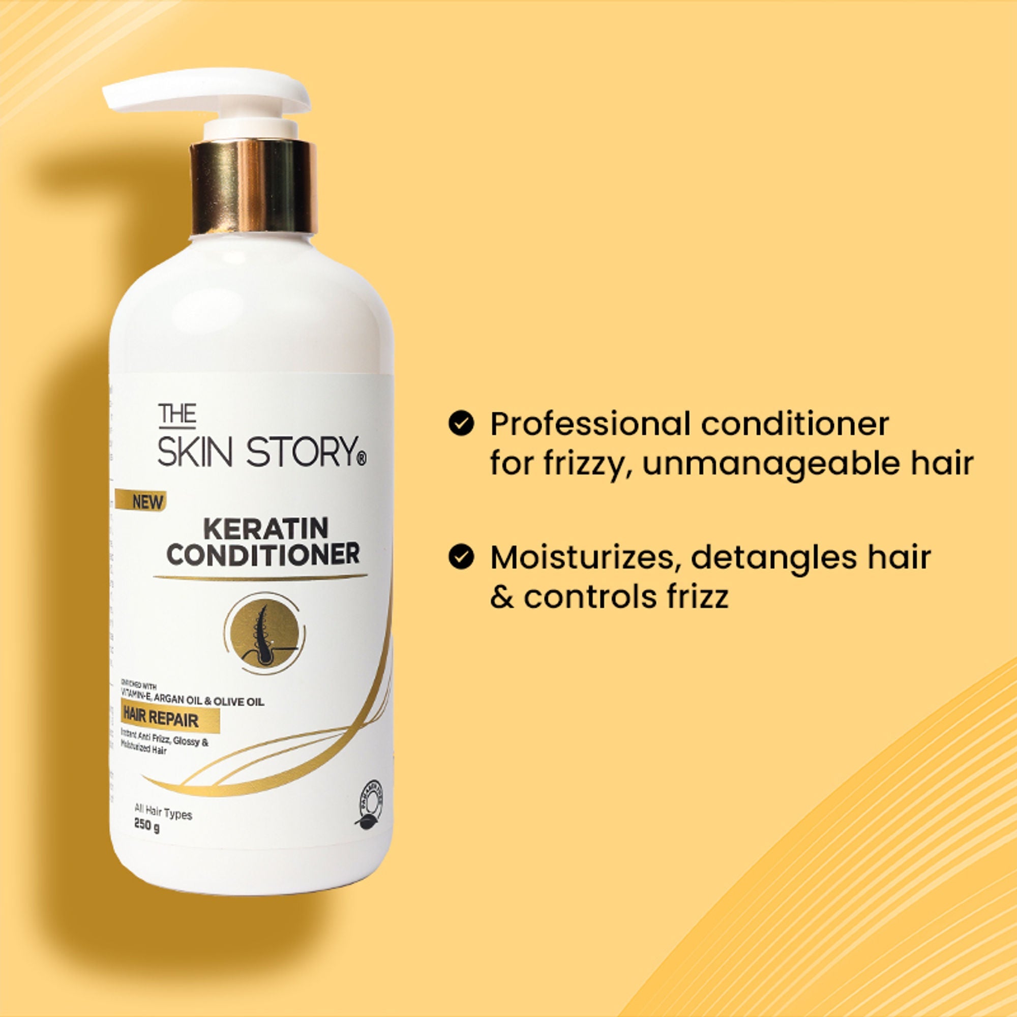 The Skin Story Sulphate Free Anti Frizz Keratin Hair Conditioner, Instant Gloss Smooth Shine, Vit E | Grocsy