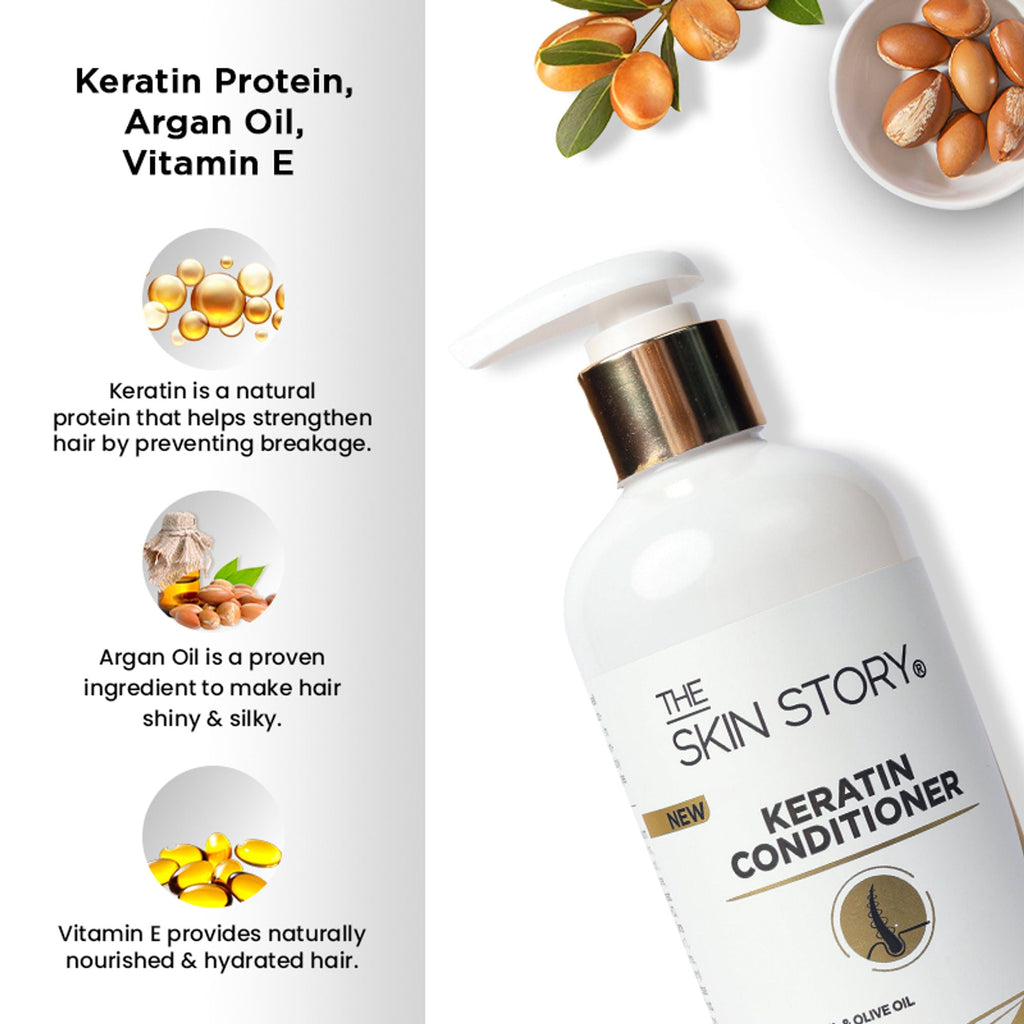 The Skin Story Sulphate Free Anti Frizz Keratin Hair Conditioner, Instant Gloss Smooth Shine, Vit E | Grocsy