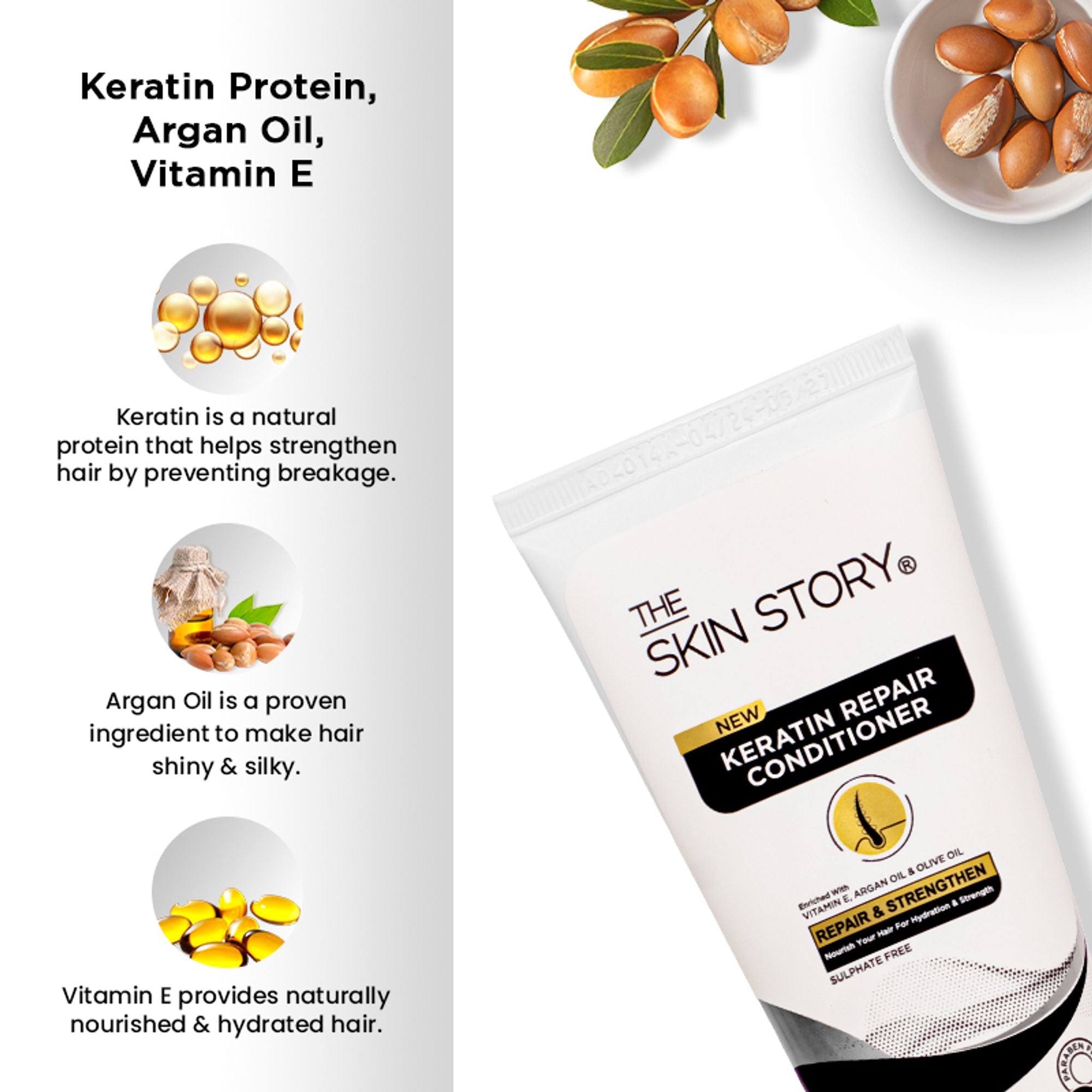 The Skin Story Sulphate Free Keratin Conditioner For Coloured Dry Frizzy Damaged Hair With Vitamin E | Grocsy