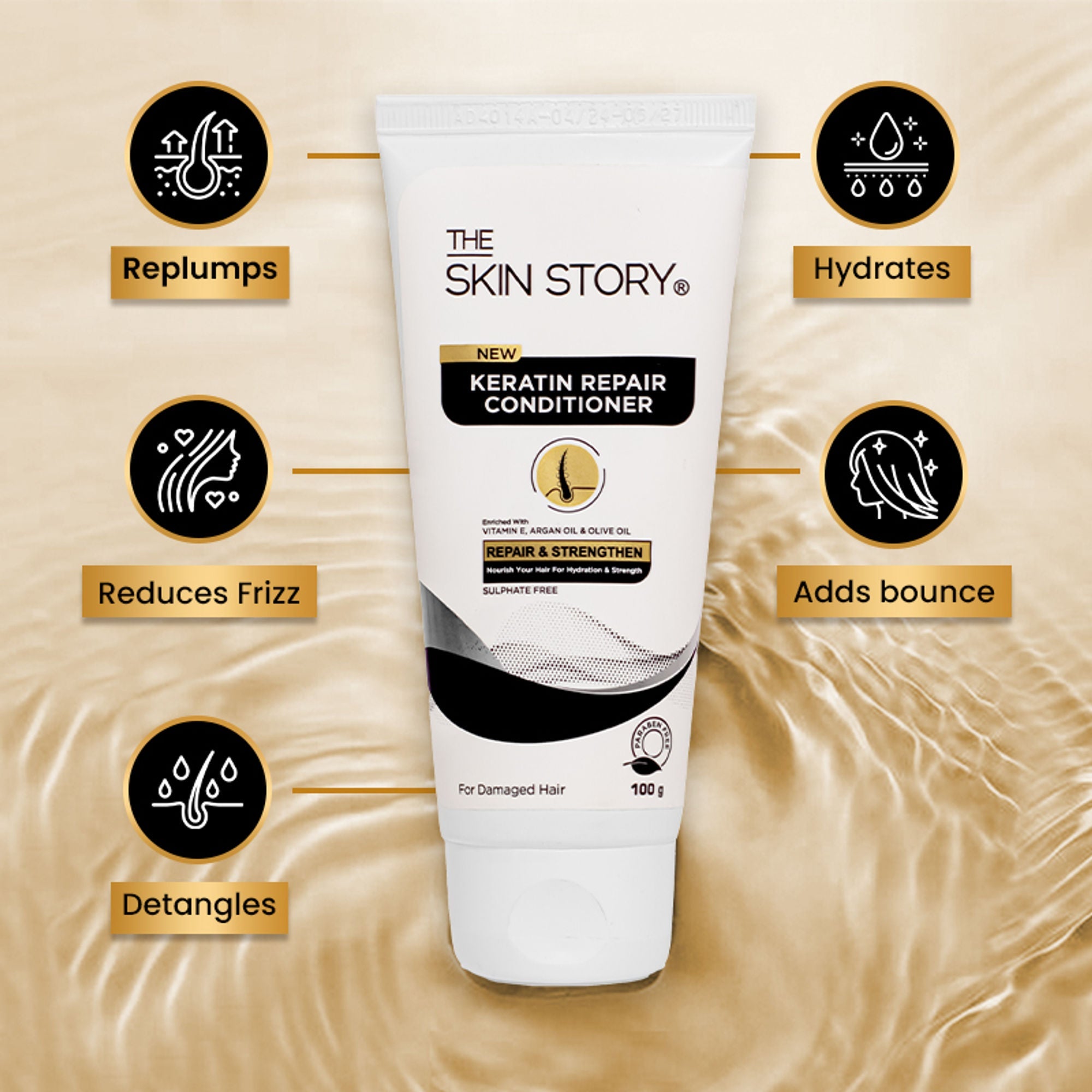 The Skin Story Sulphate Free Keratin Conditioner For Coloured Dry Frizzy Damaged Hair With Vitamin E | Grocsy