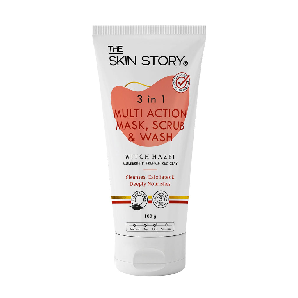 The Skin Story 3 in 1 Multi Action Face Mask, Scrub & Wash For Deeply Cleansed | Grocsy