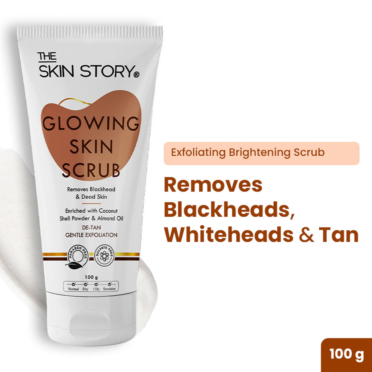 The Skin Story Gentle Detan Face Scrub Exfoliate Dead Skin Remove Blackheads Dark Spots Pigmentation | Grocsy