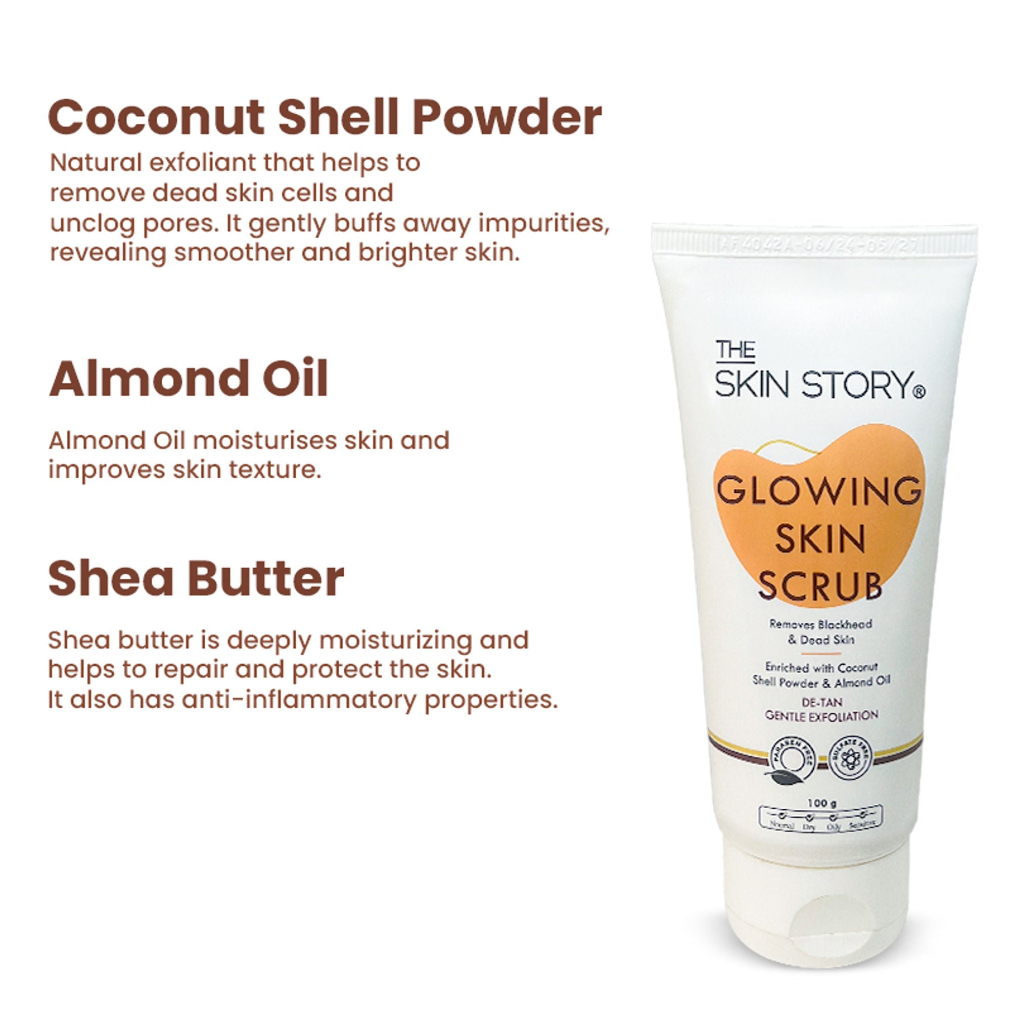 The Skin Story Gentle Detan Face Scrub Exfoliate Dead Skin Remove Blackheads Dark Spots Pigmentation | Grocsy