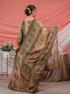 Yufta Green Pure Shimmer Tissue With Pure Viscose Trouser Shimmer Dupatta Set | Grocsy