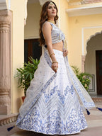 Tulsi Art Awesome White Embroidered Satin Sangeet Wear Lehenga Choli | Grocsy