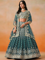 Tulsi Art Glamorous Dove Blue Sequins Embroidered Georgette Lehenga Choli | Grocsy